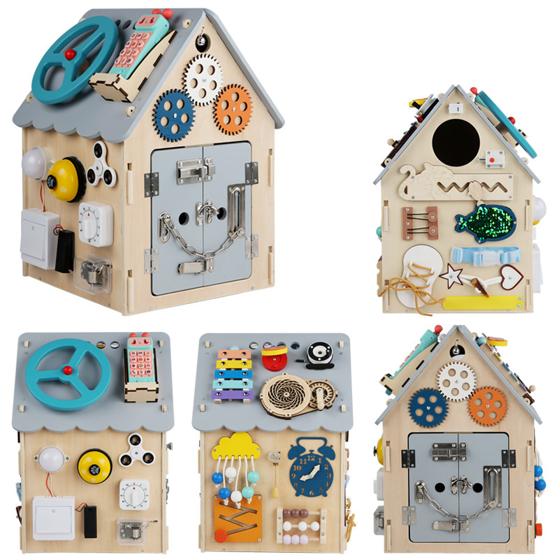 Fábrica Atacado Casa de Atividades Multifuncional de Madeira Brinquedo Educacional para Bebês e Crianças