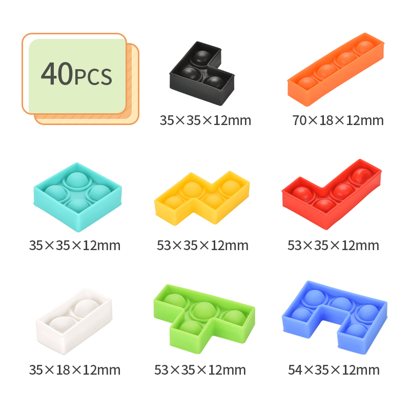 Brinquedos Educacionais por Atacado QS Sensory Bubble Pop It Fidget para Bebê Alívio de Estresse Silicone Grande Tamanho Blocos Deslizantes Tetris Brinquedos Arco-íris