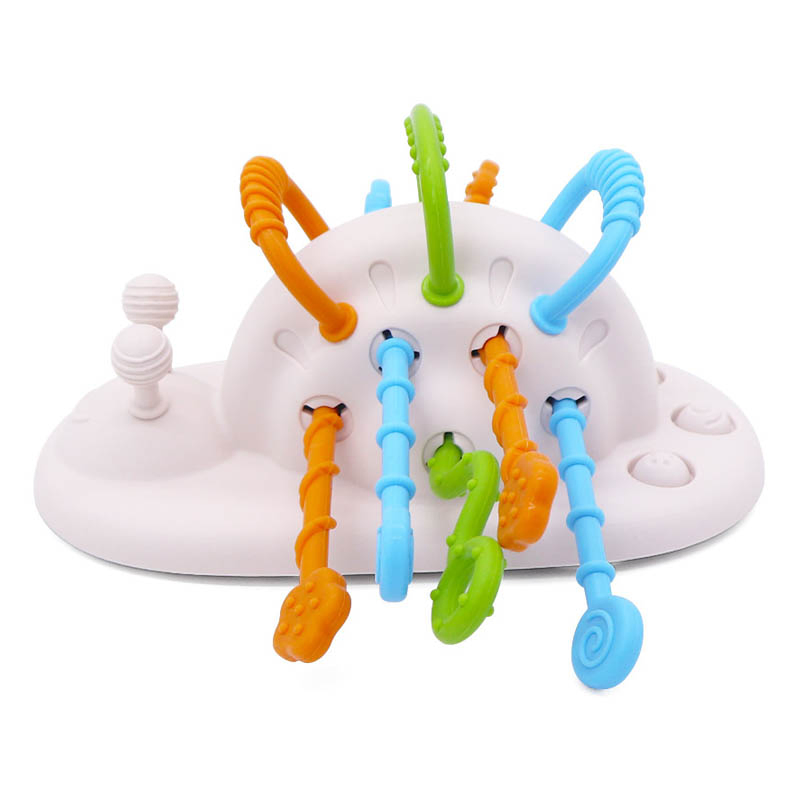 Brinquedo de puxar em silicone para bebês, brinquedo sensorial Montessori