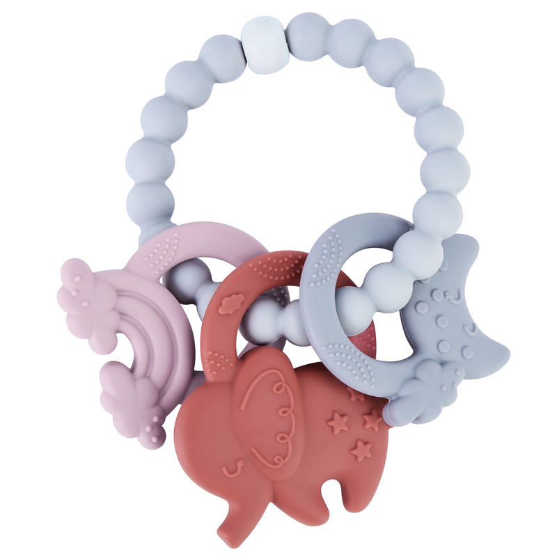 Brinquedos de Silicone Orgânico para Bebês, Mordedores, Anéis de Madeira Sensorial para Autismo, Brinquedos de Empilhar em Arco-Íris de Silicone para Crianças e Bebês