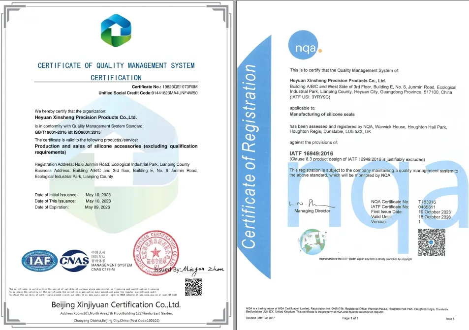 Certificação de Segurança de Silicone de Grau Alimentício