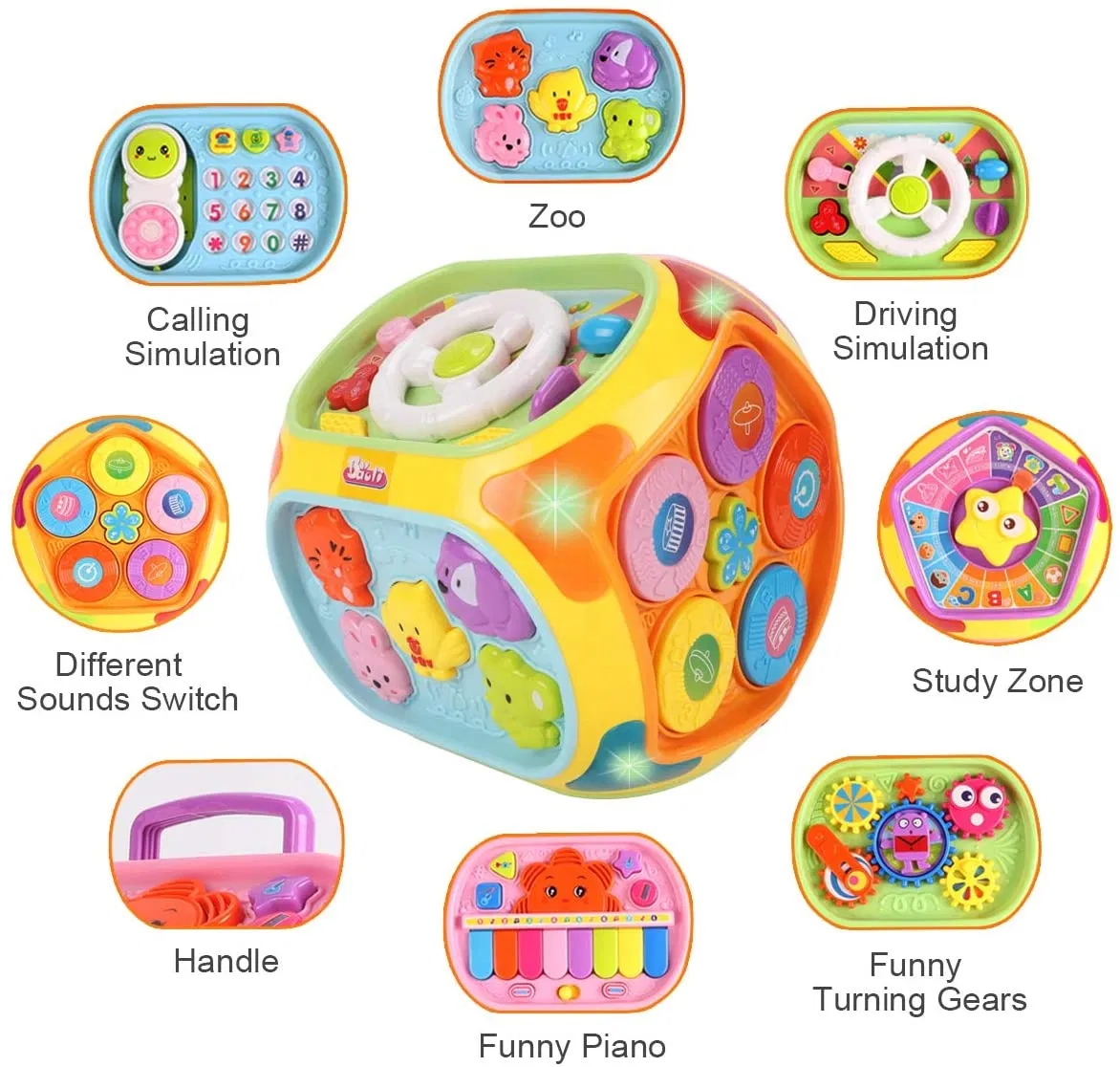 Cubo de Atividades de Alta Qualidade Baoli Brinquedo Educativo Multifuncional para Bebês com Música, Teclado, Tambor, Centro de Atividades