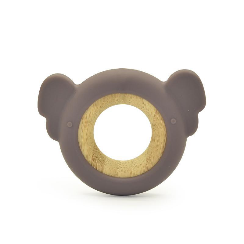 Chocalho de Madeira para Bebê Mordedor Alívio para Dentição Silicone de Grau Alimentício Mordedor em Forma de Animal