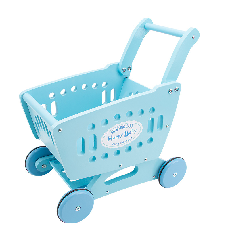 Carrinho de Compras Montessori Educacional para Meninos e Meninas, Carrinho de Bebê, Brinquedo de Madeira para Caminhar para Crianças Pequenas