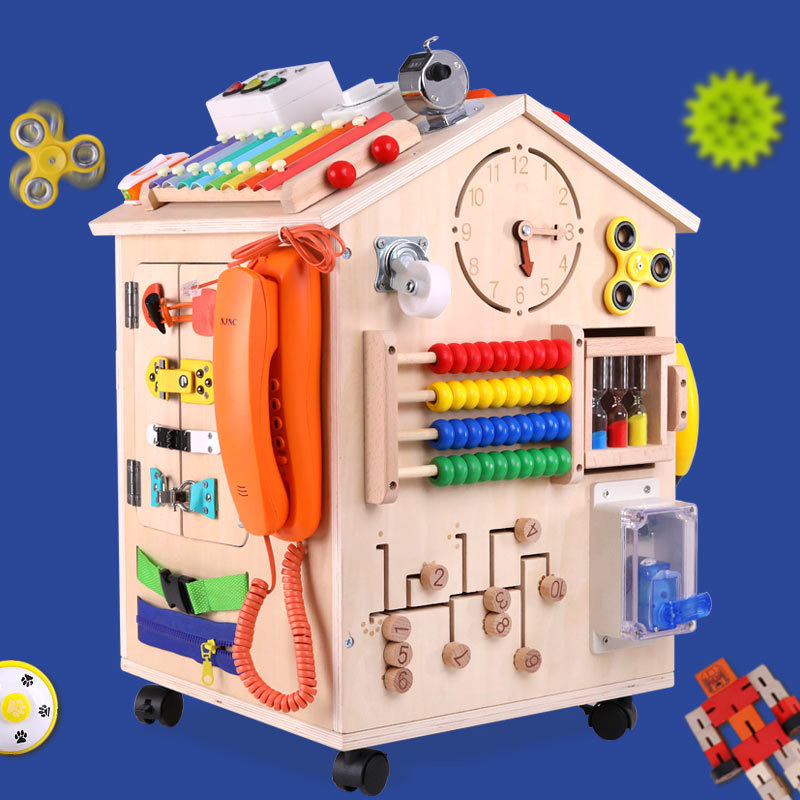 Fábrica Atacado Casa de Atividades Multifuncional de Madeira Brinquedo Educacional para Bebês e Crianças