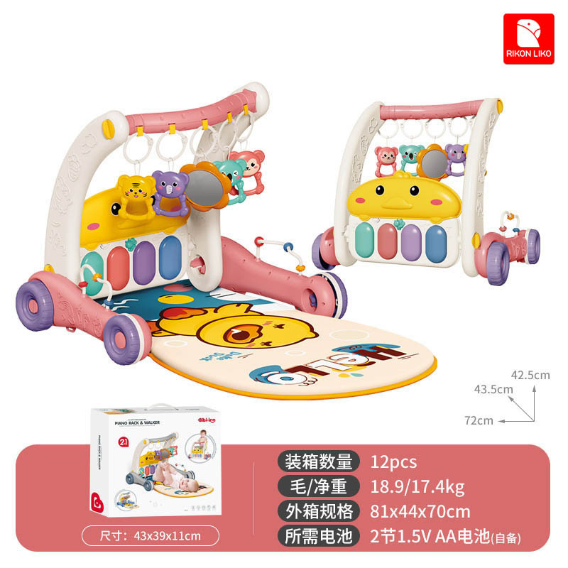 Centro de Atividades de Fitness para Bebês, Andador para Crianças, Brinquedo Musical Multifuncional com Piano