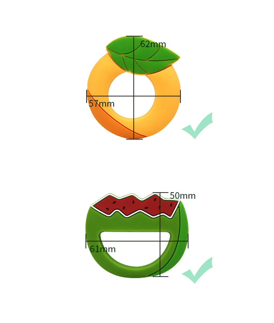 Venda de Fabricação Chupeta de Silicone Livre de BPA Brinquedo de Mastigar em Forma de Fruta Colorida