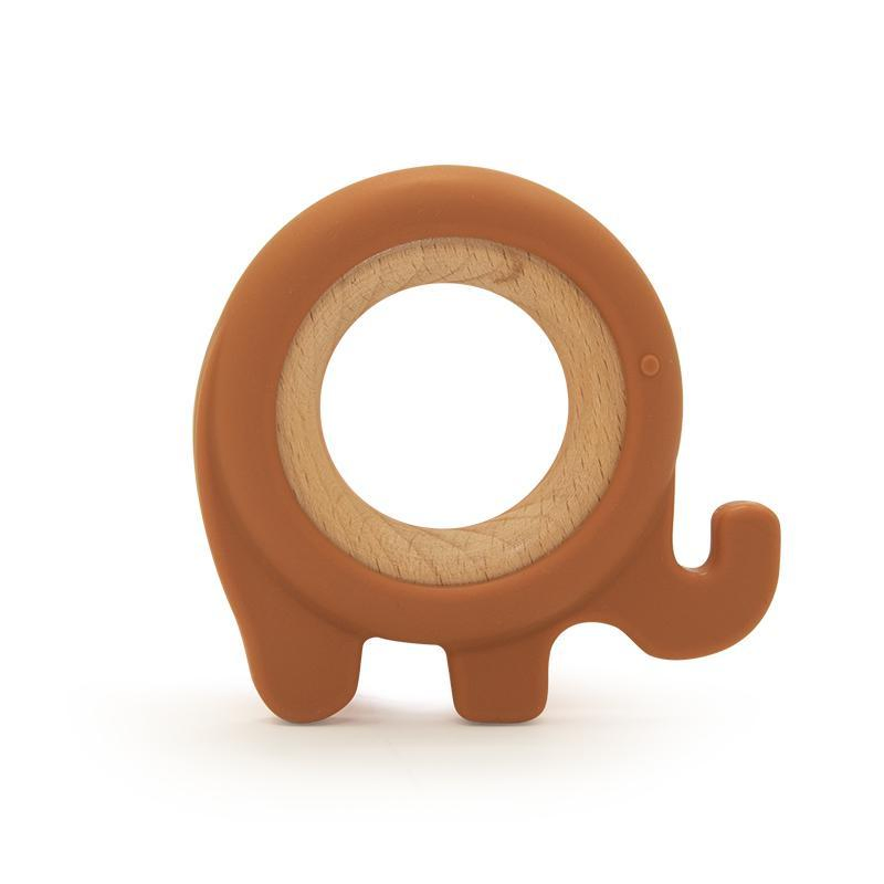 Chocalho de Madeira para Bebê Mordedor Alívio para Dentição Silicone de Grau Alimentício Mordedor em Forma de Animal