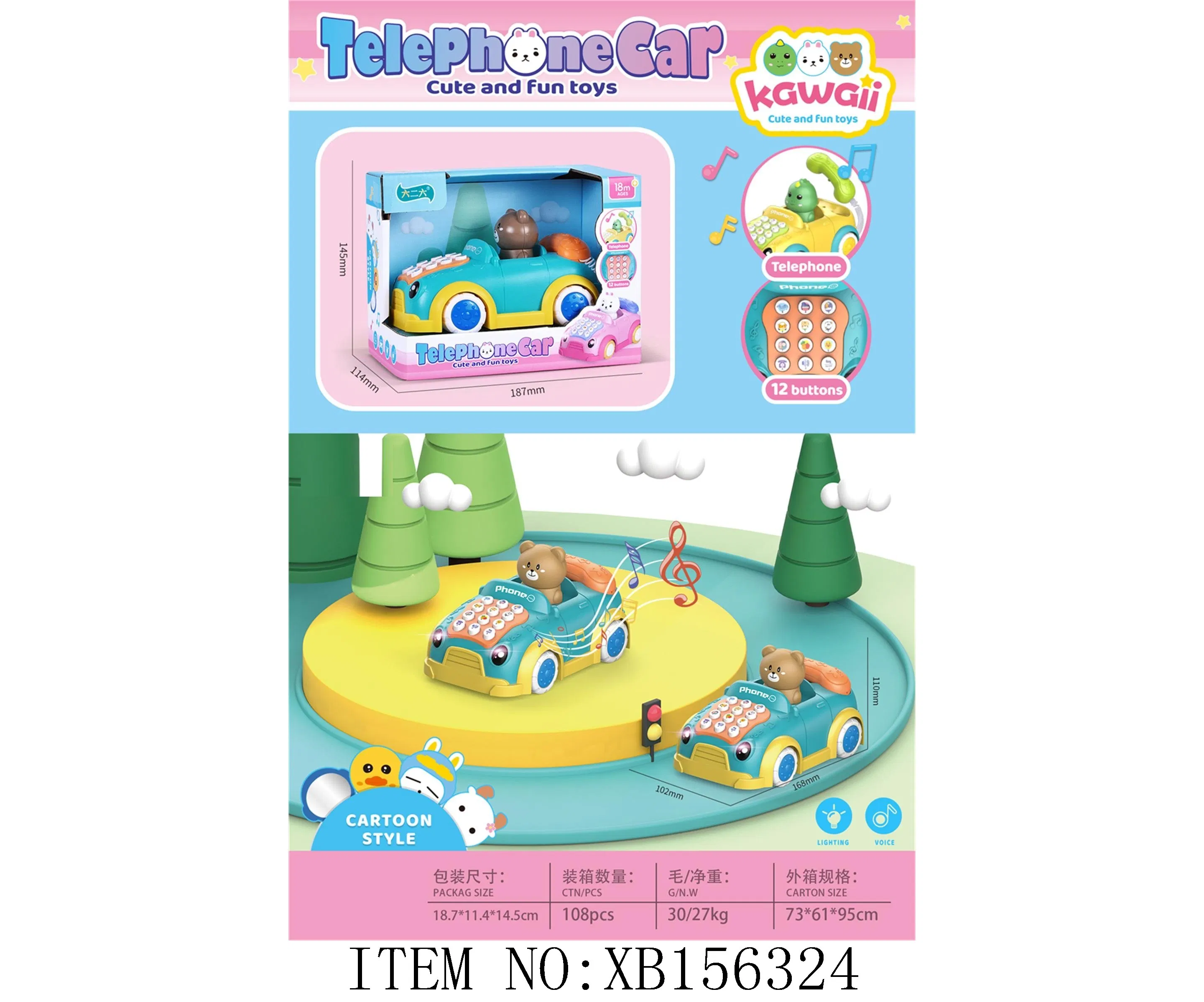 Brinquedo Interativo de Música e Luz para Bebês Xinbo, Carro de Plástico para Crianças, Presente de Educação Infantil para Pais e Filhos, Brinquedo de Telefone para Crianças
