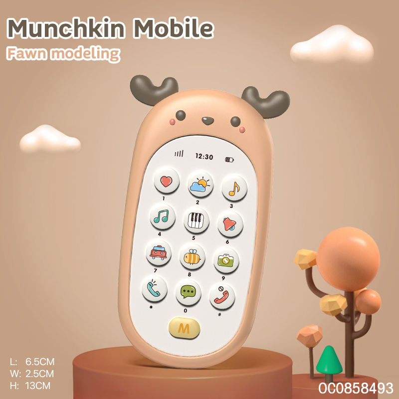Brinquedos de bebê em forma de cervo, brinquedos educativos, telefone musical eletrônico sensorial de plástico