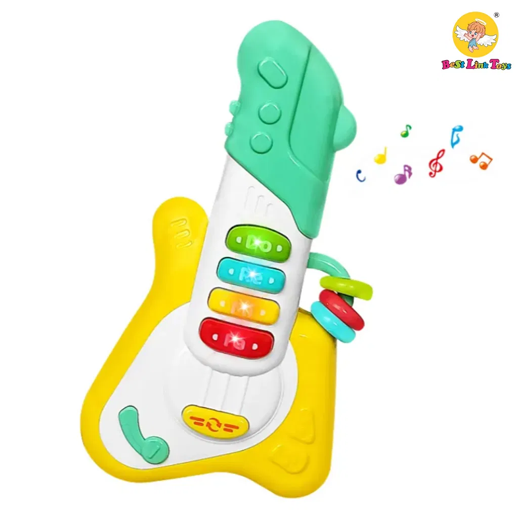 2025 Brinquedo Musical para Crianças de Educação Precoce, Guitarra com Luz e Música, Presente para Bebê, Brinquedo Sensorial por Atacado