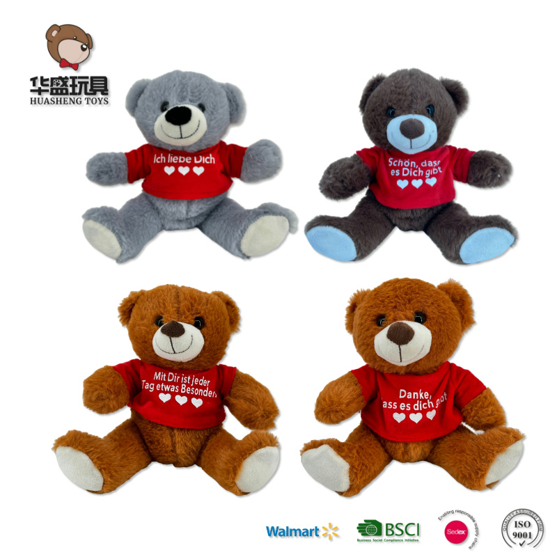 Urso de Pelúcia Personalizado 20cm Camiseta de Bebê Combinar Texto Personalizado Padrão Logotipo Preenchimento Brinquedo de Pelúcia
