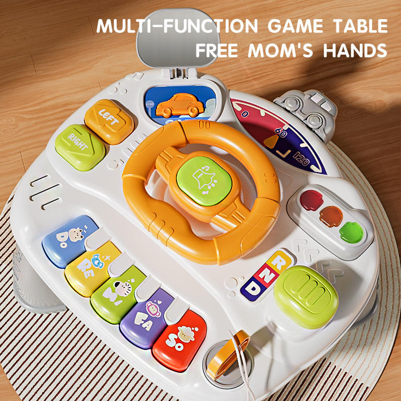Mesa de Atividades Musical Educacional para Bebês Atacado, Brinquedo Multifuncional de Volante, Centro de Aprendizagem, Preço de Fábrica