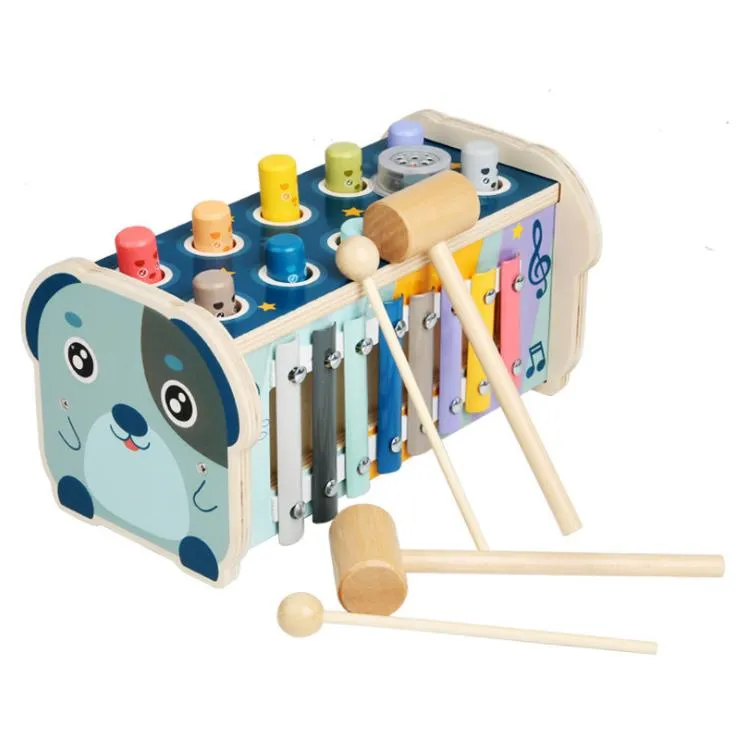 Atividade de Desenvolvimento Infantil Mamutes Bate-Peixe Xilofone de Madeira Martelo Bancada de Martelar Brinquedos Musicais