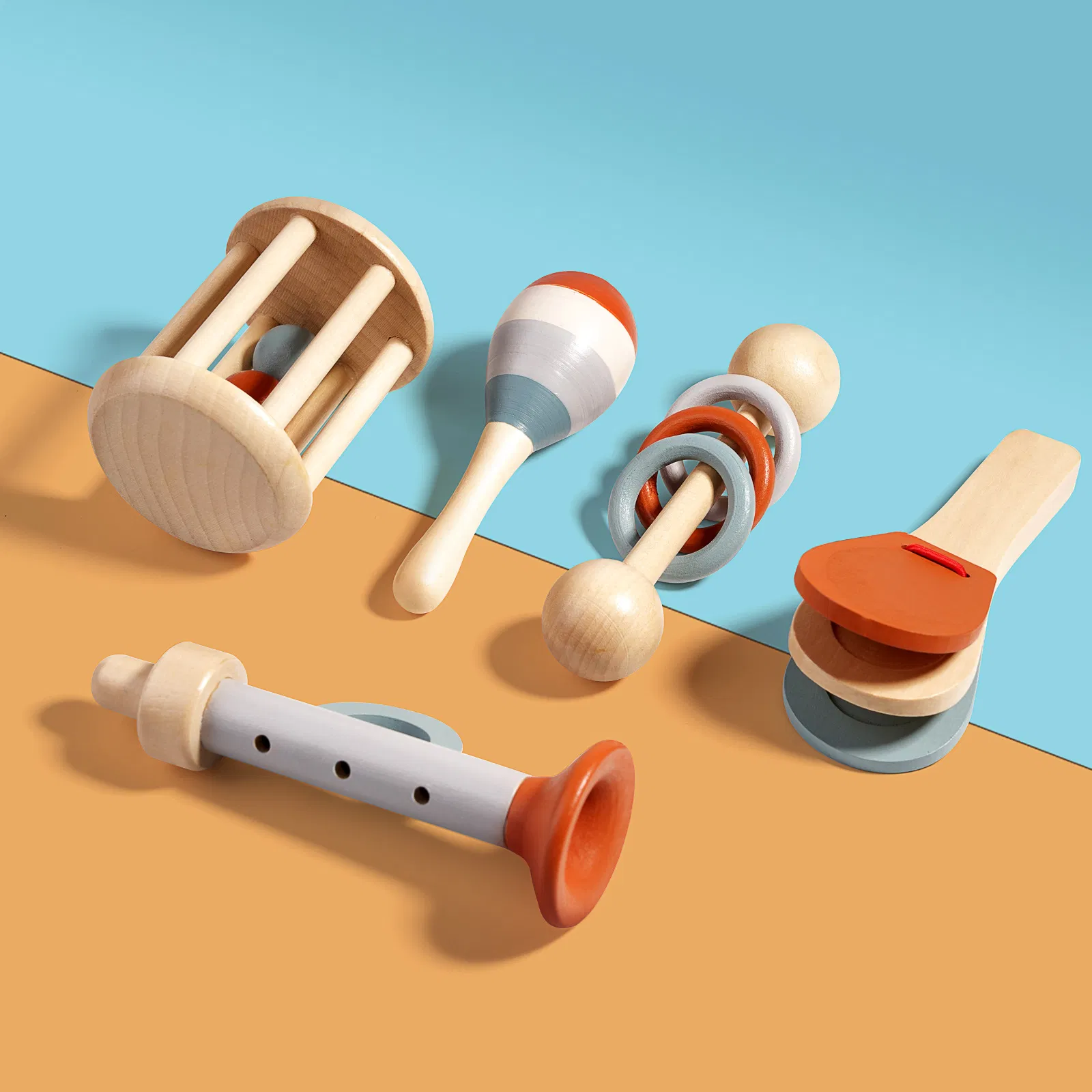 Novo Design Brinquedos de Madeira Natural Montessori para Bebês com Pegada