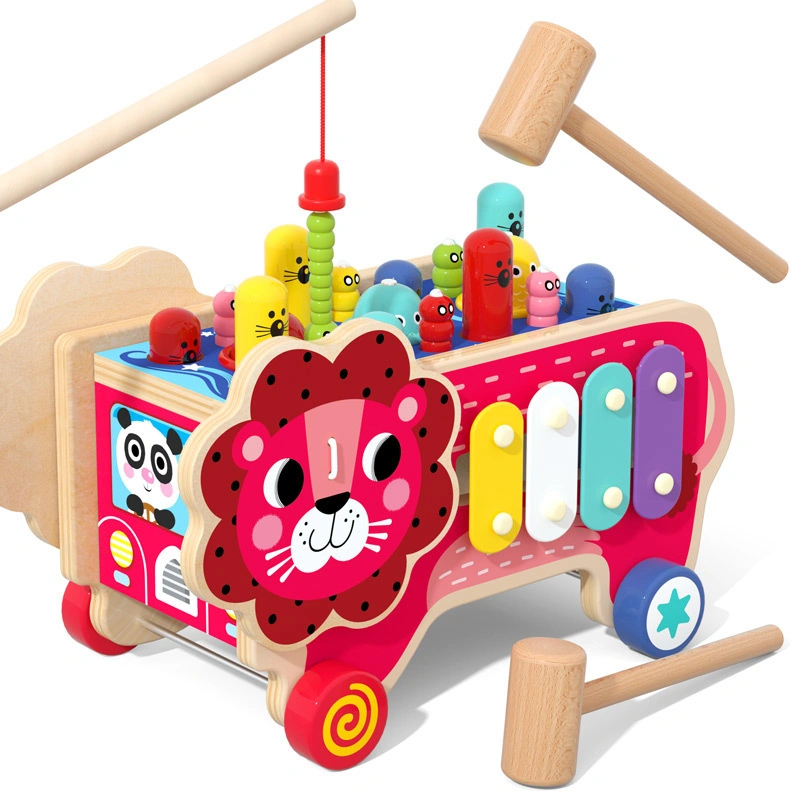 Atividade de Desenvolvimento Infantil Mamutes Bate-Peixe Xilofone de Madeira Martelo Bancada de Martelar Brinquedos Musicais