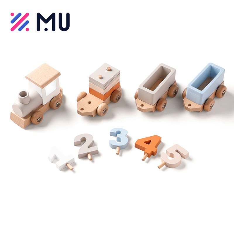 Brinquedo Educativo de Aniversário para Bebês Blocos de Números Trem de Madeira 12 PCS para Crianças