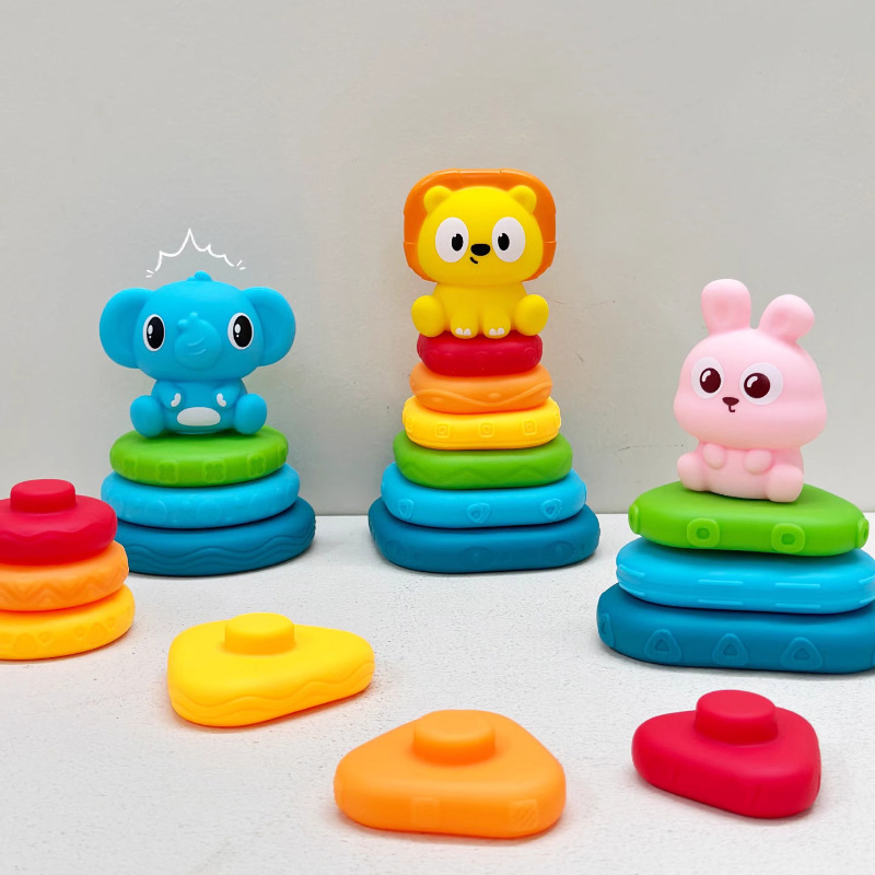 Brinquedos por Atacado AiJH Elefante Bebê Brinquedo de Empilhar Conjunto de Ferrule Empilhado Brinquedos Educativos para Desenvolvimento Sensorial das Mãos