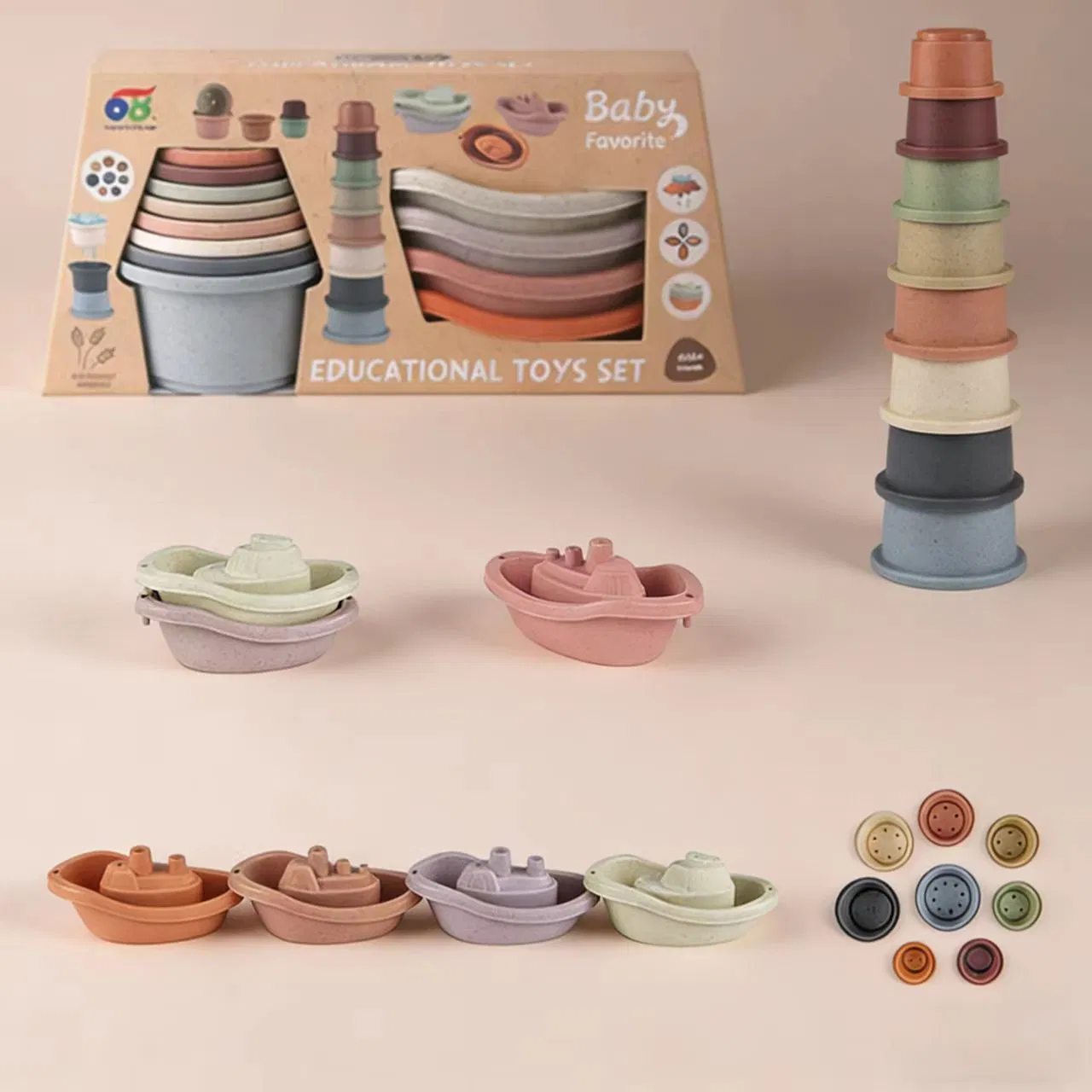 Conjunto de Cubos Empilháveis de Silicone Seguro para Bebês e Brinquedos Sensoriais de Animais, Brinquedo Educativo para Banho e Praia para 0-3 Anos