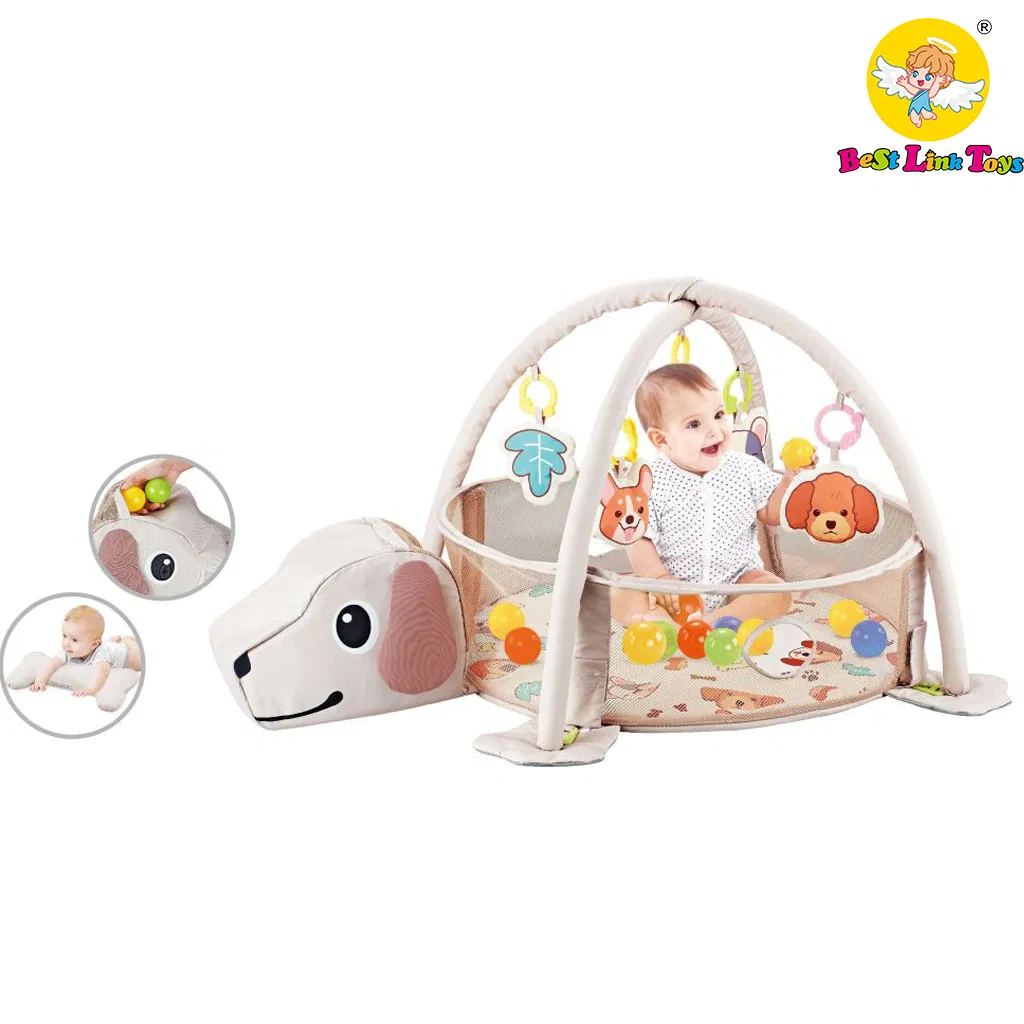 Brinquedos Infantis por Atacado Cartoon Dinossauro 4 em 1 Ginásio de Atividades e Piscina de Bolinhas Tapete de Brincar para Bebê com 30 Bolas do Oceano