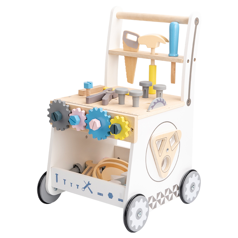 Carrinho de Ferramentas de Madeira Montessori Popular para Bebês - Brinquedos Educativos Sensoriais para Crianças