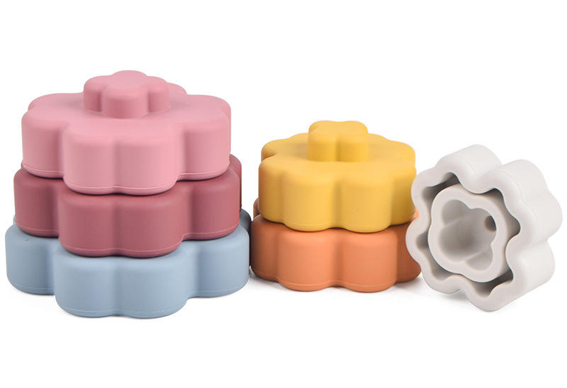 Brinquedo de Círculos Empilháveis para Bebês, Educação Inicial, Blocos de Construção de Silicone Macio, Brinquedos Montessori de Matemática para Bebês
