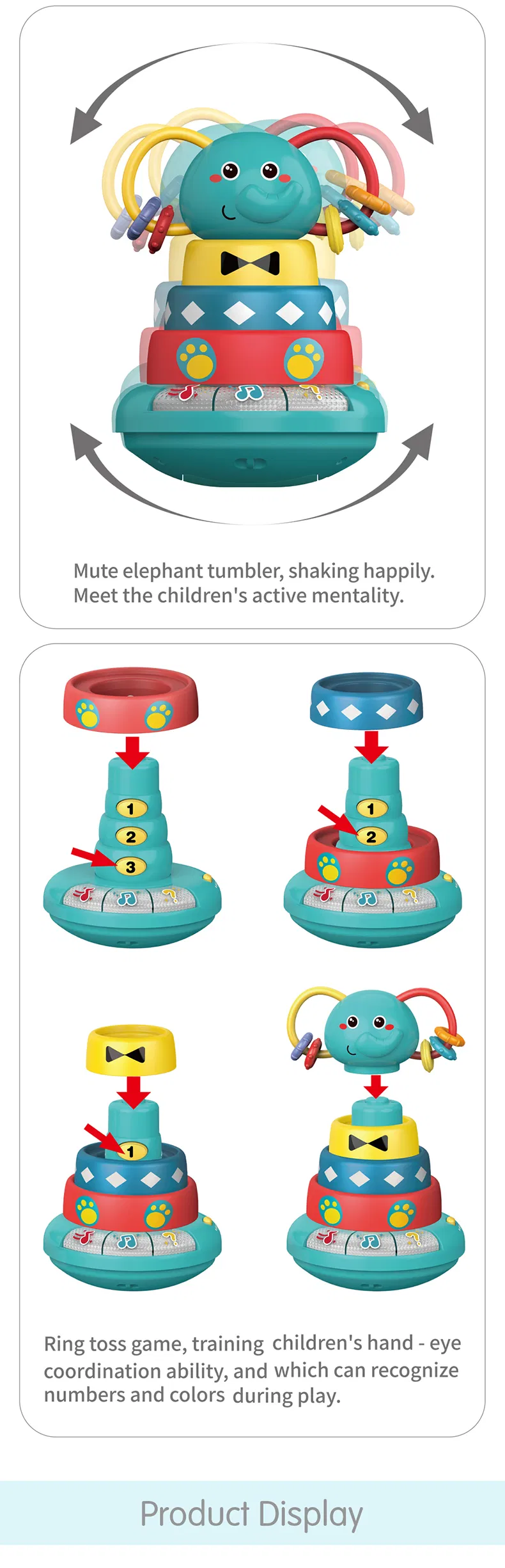 Brinquedo empilhável musical colorido para o desenvolvimento do bebê