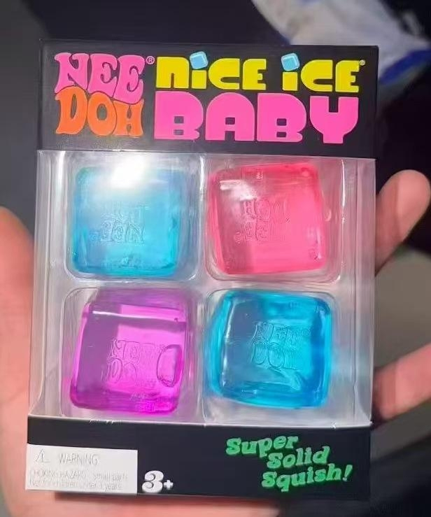 Nee Nice Ice Baby Mini Cube 4-Pack Transparente Super Sólido Squish Sensory Fidget Squeeze Brinquedo para Crianças Adultos Alívio do Estresse Caixa