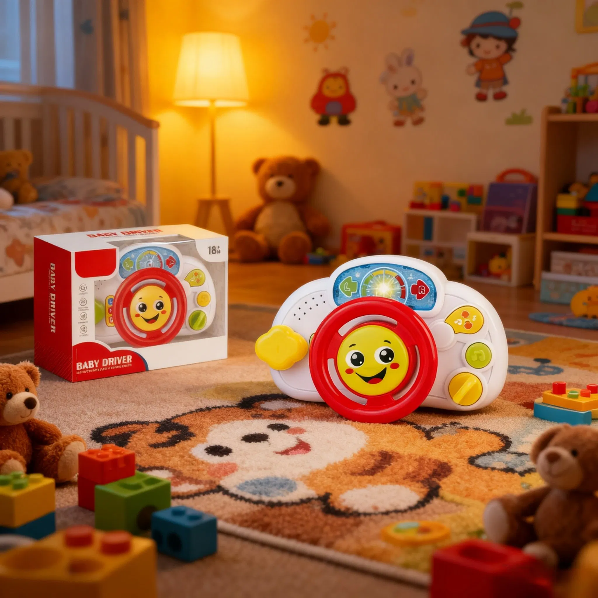 Brinquedo de Educação Infantil com Volante de Cartão para Crianças, Brinquedo de Carrinho Simulador para Passear com Bebês