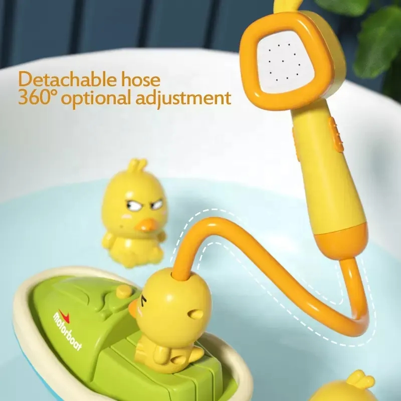 Brinquedo de piscina elétrico em forma de pato engraçado com spray rotativo, brinquedo de banho de bolhas para bebês com chuveiro