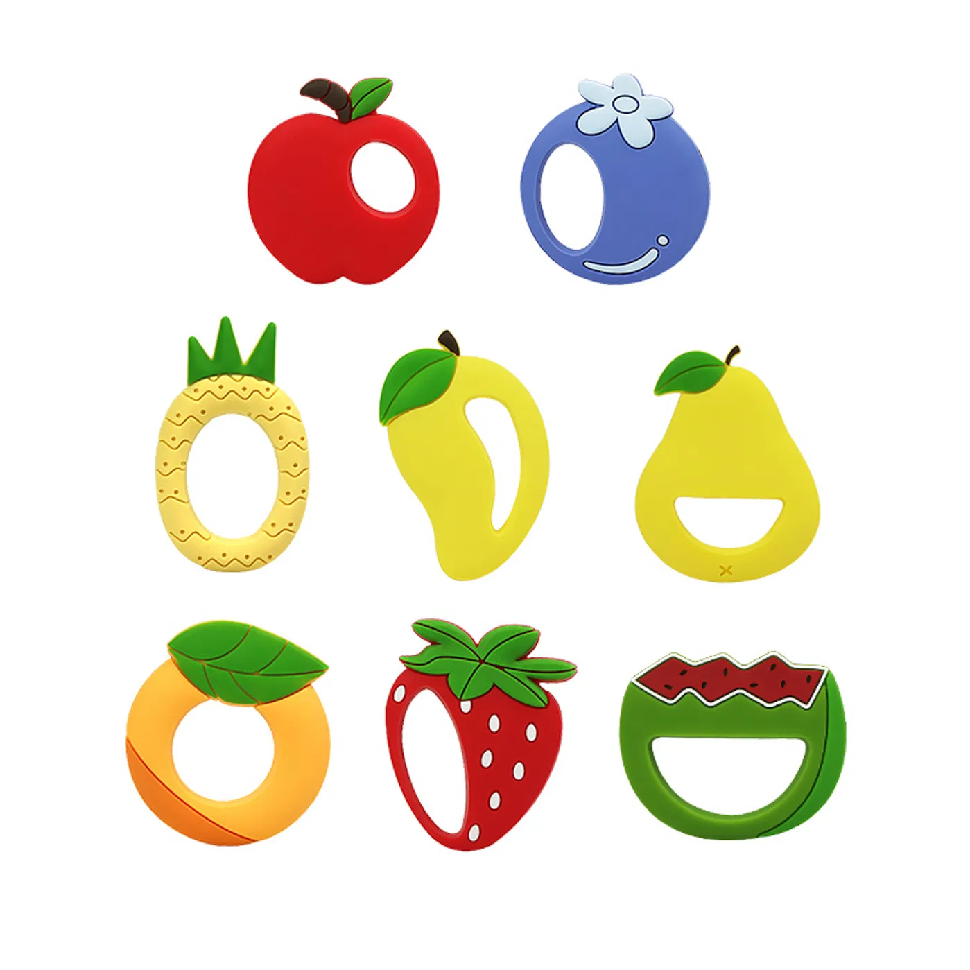 Venda de Fabricação Chupeta de Silicone Livre de BPA Brinquedo de Mastigar em Forma de Fruta Colorida