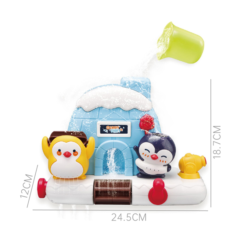 Conjunto de Brinquedos de Banho para Bebês, Brinquedo de Chuveiro de Pinguim em Cartoon para Crianças de 1 2 3 4 5 6 Anos