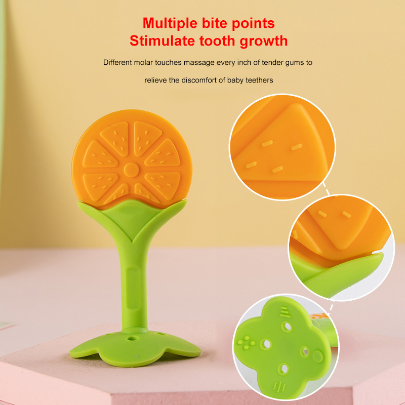Novo Chegada Brinquedo de Dentição em Silicone de Grau Alimentar em Forma de Fruta Sensório Livre de BPA Brinquedos de Dentição Macios para Bebês