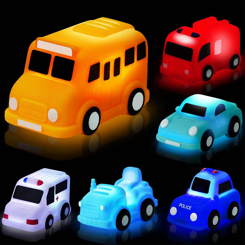 Brinquedo de banho para bebês em alta venda da Amazon, veículo de transporte em cartoon com emissão de luz, brinquedo para bebês