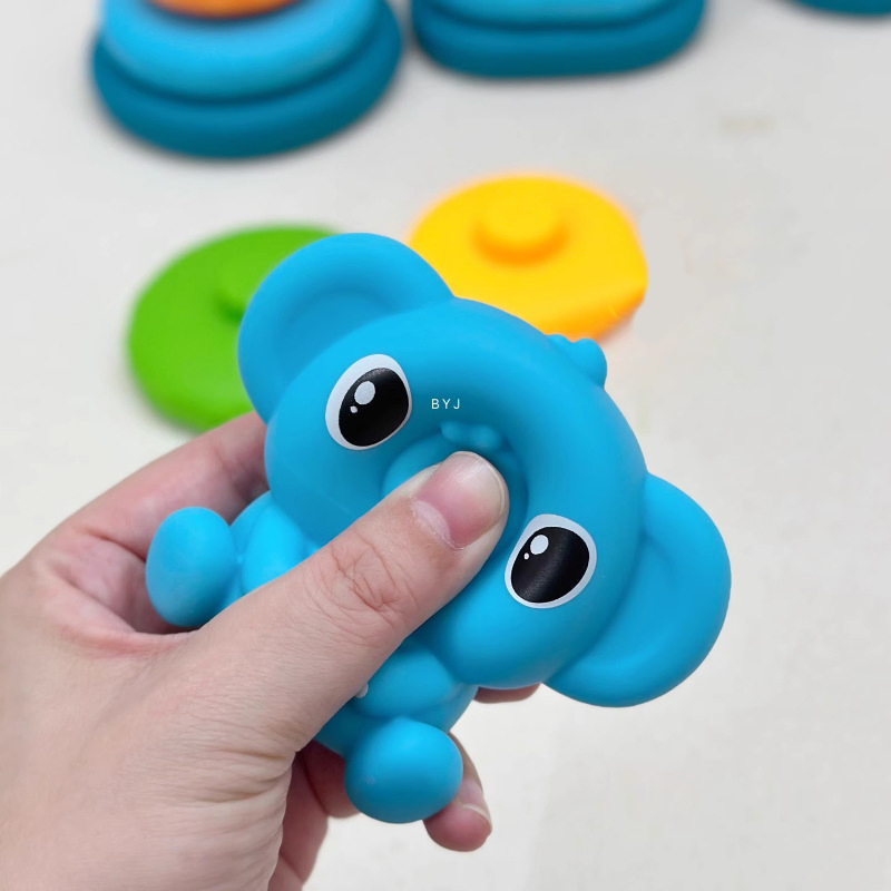 Brinquedos por Atacado AiJH Elefante Bebê Brinquedo de Empilhar Conjunto de Ferrule Empilhado Brinquedos Educativos para Desenvolvimento Sensorial das Mãos