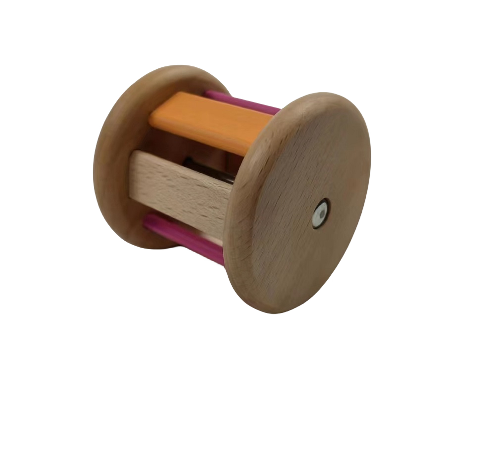 Brinquedo de Madeira Montessori Chocalho Rolante Sino Brinquedos Musicais para Bebês Desenvolvimento Intelectual Chocalho Educacional