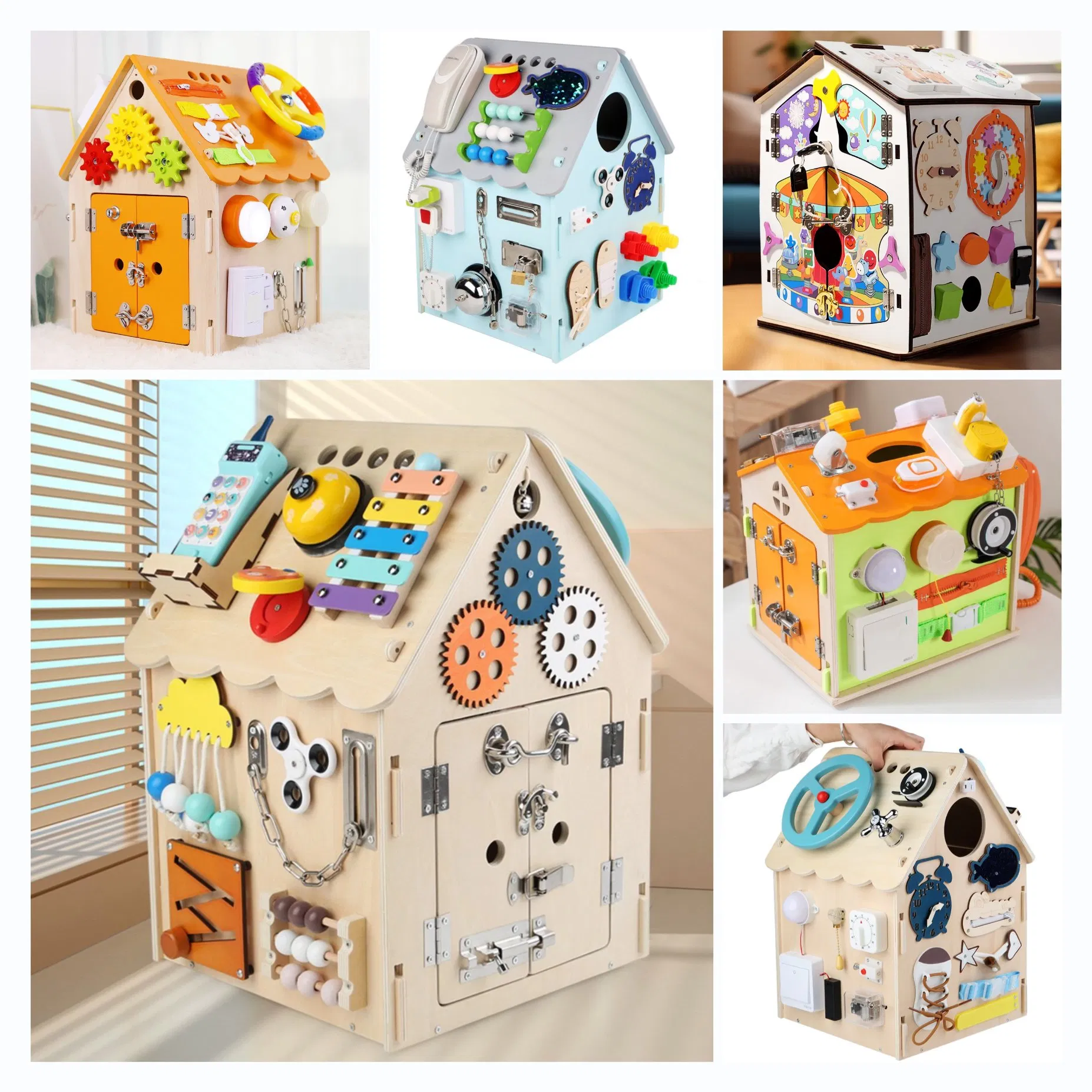 Fábrica Atacado Casa de Atividades Multifuncional de Madeira Brinquedo Educacional para Bebês e Crianças