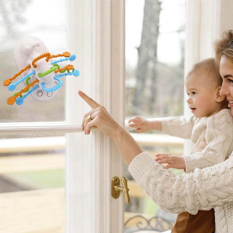 Brinquedo de puxar em silicone para bebês, brinquedo sensorial Montessori