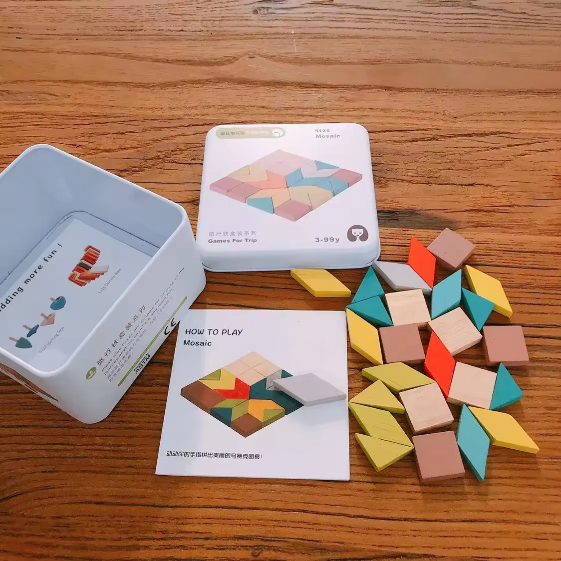 Brinquedos de Blocos de Construção Cognitiva para Bebês, Caixa de Ferro de Viagem Educacional para Crianças, Cubo Quebra-Cabeça Feito de Madeira para Brincar