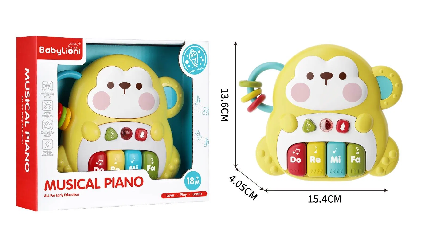 Brinquedo Atacado Bebê Cartoon Piano Musical Operado por Bateria Macaco Koala Hipopótamo Teclado Brinquedo para Bebê Brinquedo Musical para Bebê