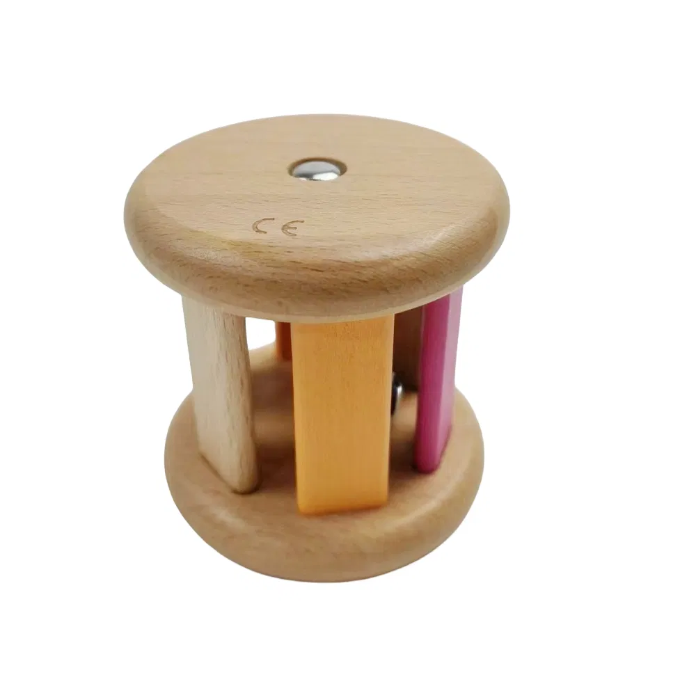 Brinquedo de Madeira Montessori Chocalho Rolante Sino Brinquedos Musicais para Bebês Desenvolvimento Intelectual Chocalho Educacional