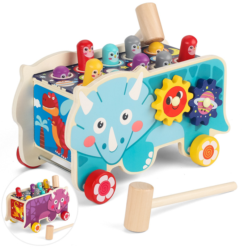 Atividade de Desenvolvimento Infantil Mamutes Bate-Peixe Xilofone de Madeira Martelo Bancada de Martelar Brinquedos Musicais