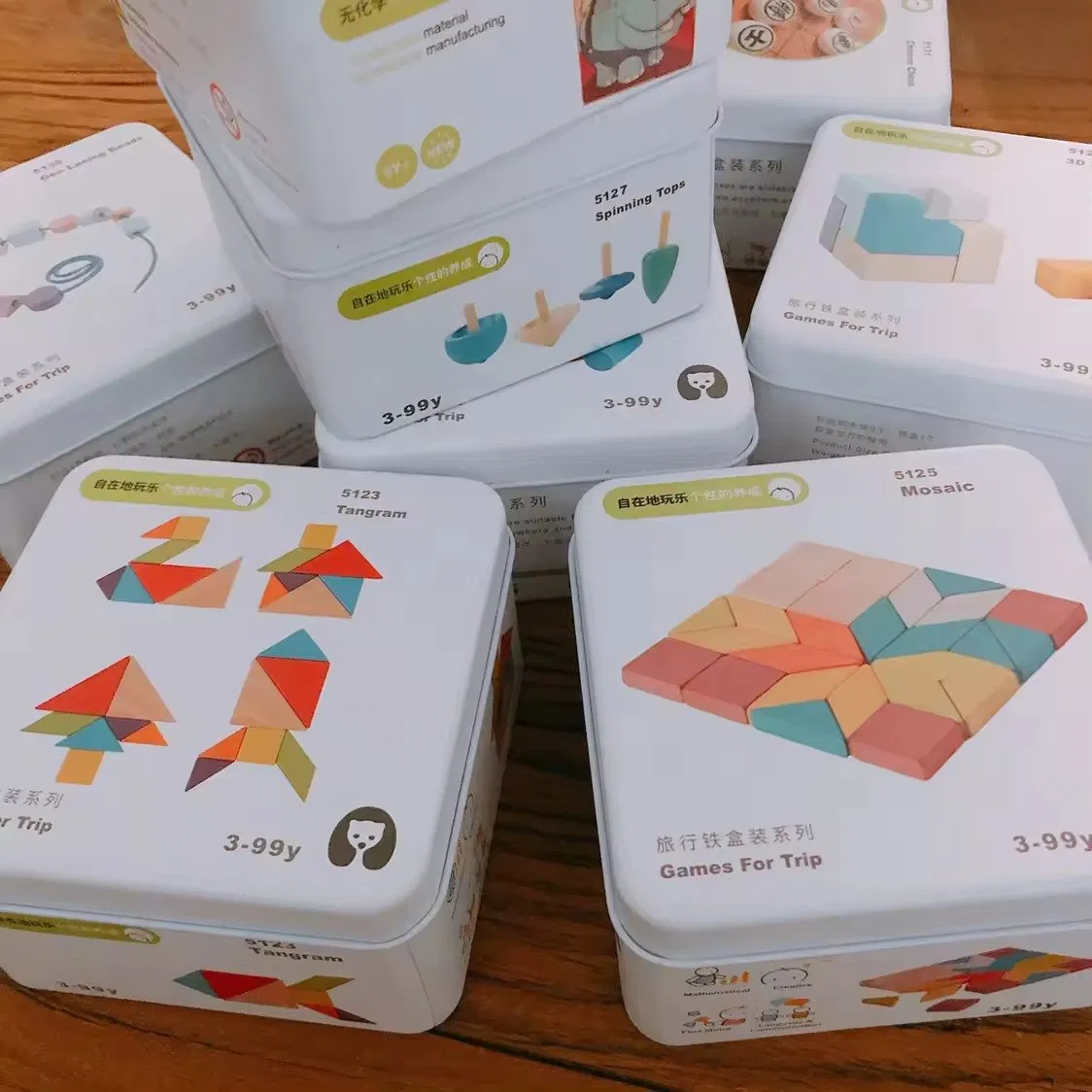 Brinquedos de Blocos de Construção Cognitiva para Bebês, Caixa de Ferro de Viagem Educacional para Crianças, Cubo Quebra-Cabeça Feito de Madeira para Brincar