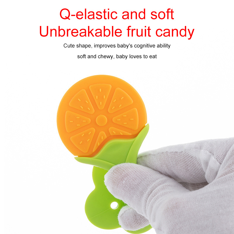 Novo Chegada Brinquedo de Dentição em Silicone de Grau Alimentar em Forma de Fruta Sensório Livre de BPA Brinquedos de Dentição Macios para Bebês