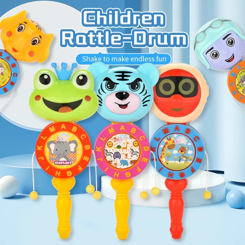 Brinquedos de Plástico para Bebês Crianças Criativamente Brinquedo Musical Chocalho Sino Anel Animal Forma Interessante Chocalho Cartoon Tigre Apito Chocalho Tigre
