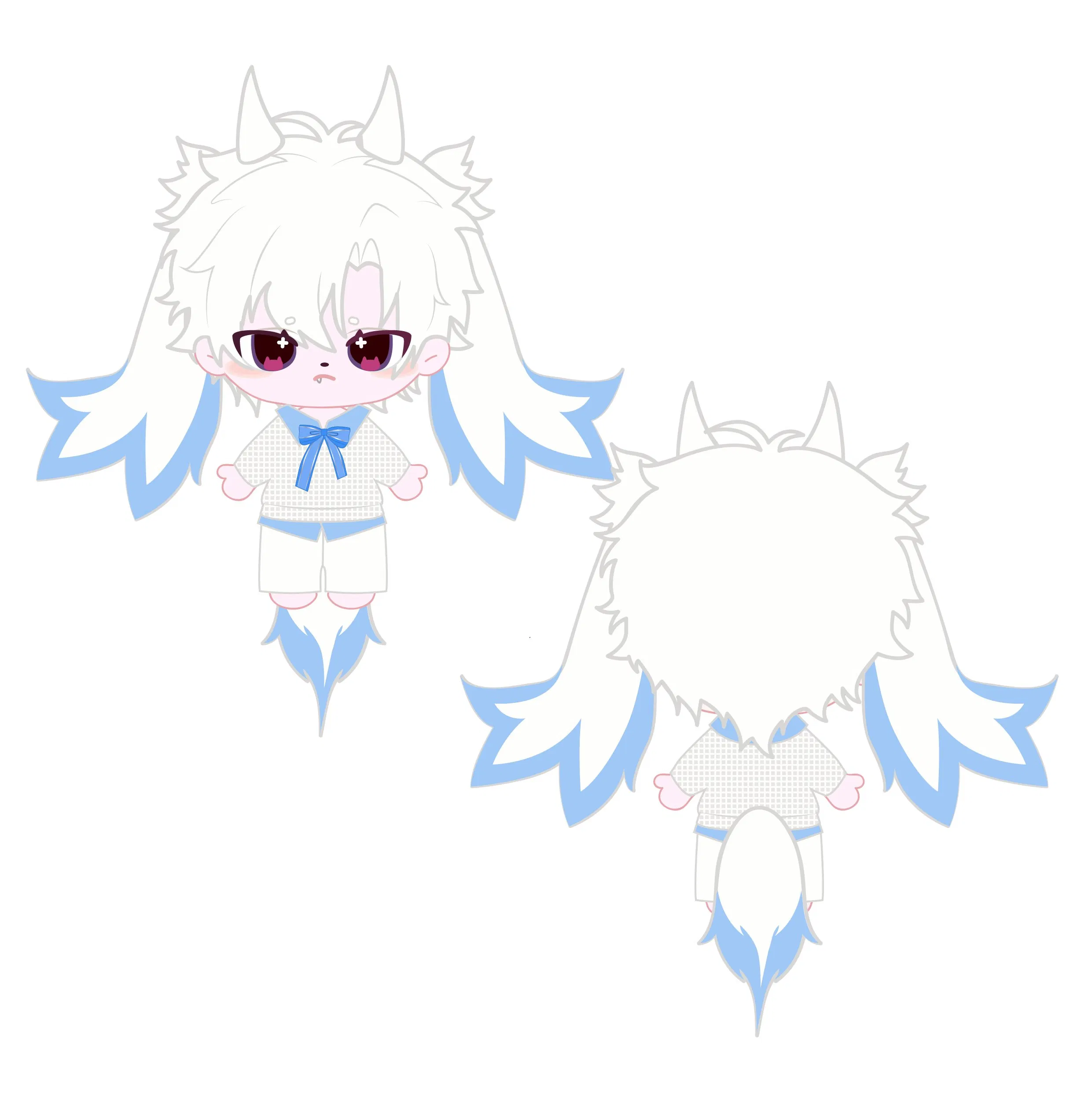 Brinquedo de pelúcia chibi bebê kawaii personalizado com cabelo rosa e fralda em forma de coração - Fábrica OEM ODM boneco de pelúcia de anime personalizado