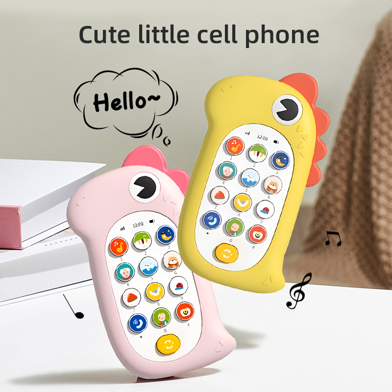 Capa de telefone móvel elétrica em silicone de dinossauro de cartoon bilíngue para crianças em chinês e inglês, brinquedo de celular para bebês