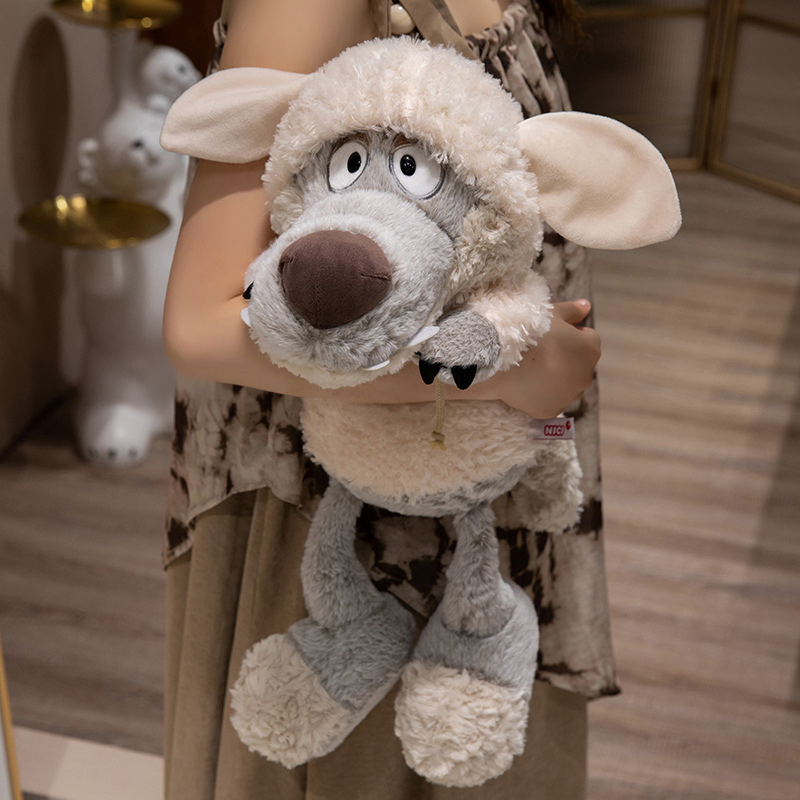 Preço de Atacado Pelúcia Personalizada Design Sob Medida Crianças Bebês Super Macios Animais Bonecos Brinquedos Kawaii Adoráveis Lindos Desenhos Animados Pelúcia Aconchegante Lobo Fábrica