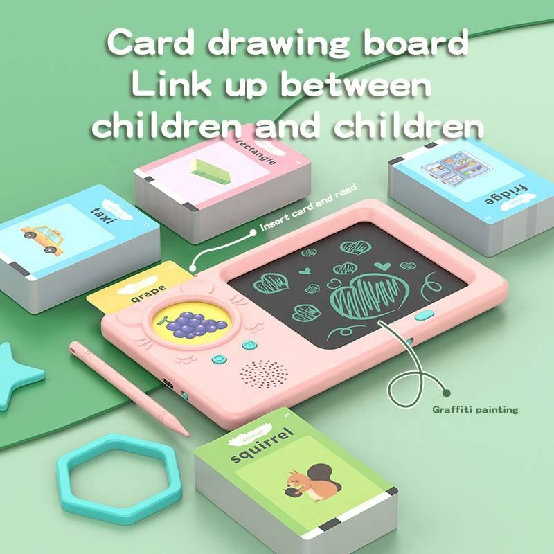 Brinquedo de Aprendizado de Palavras para Crianças 224 Máquina de Educação Atacadista, Quadro de Desenho Montessori, Tablet de Escrita LCD, Cartão Flash Falante para Bebês com 112 Cartão