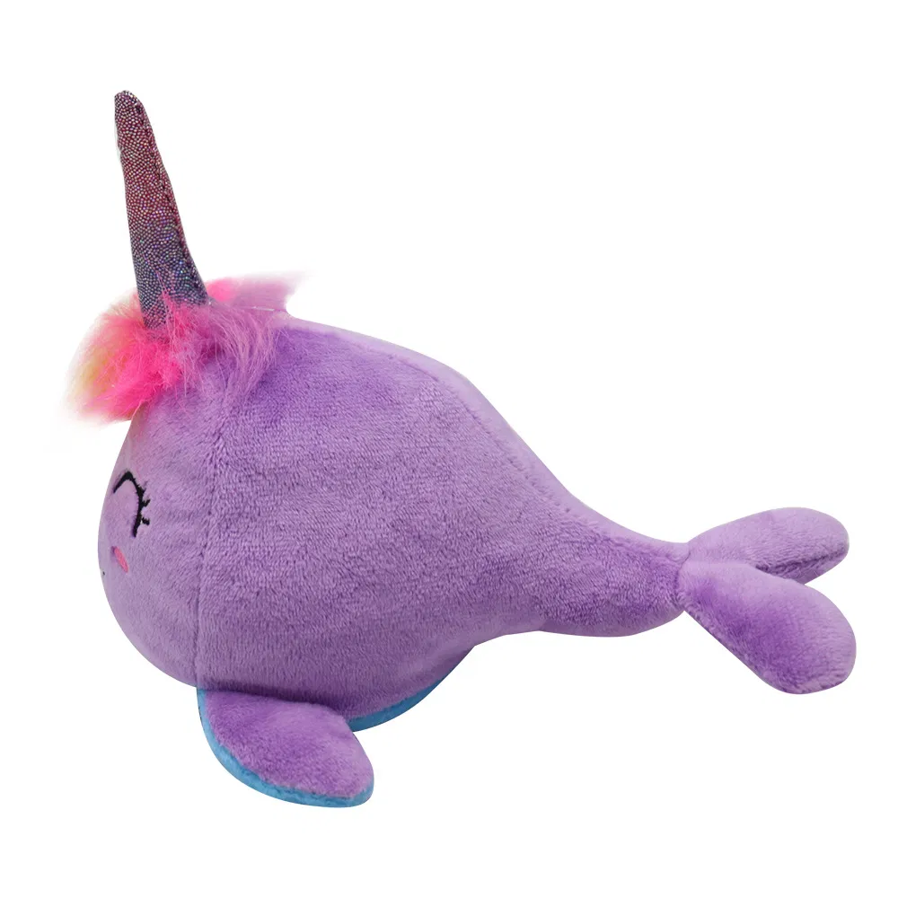 Brinquedo de animal de pelúcia reversível barato e criativo em forma de baleia arco-íris para bebês